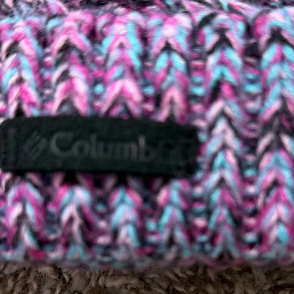 Columbia Purple & Blue Knit Kids Pom Pom Beanie
